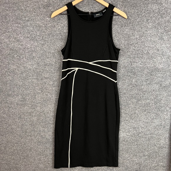 Maeve Dresses & Skirts - Maeve Black Sleeveless Sheath Dress With White Piping Detail‎ Size US 10